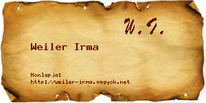 Weiler Irma névjegykártya